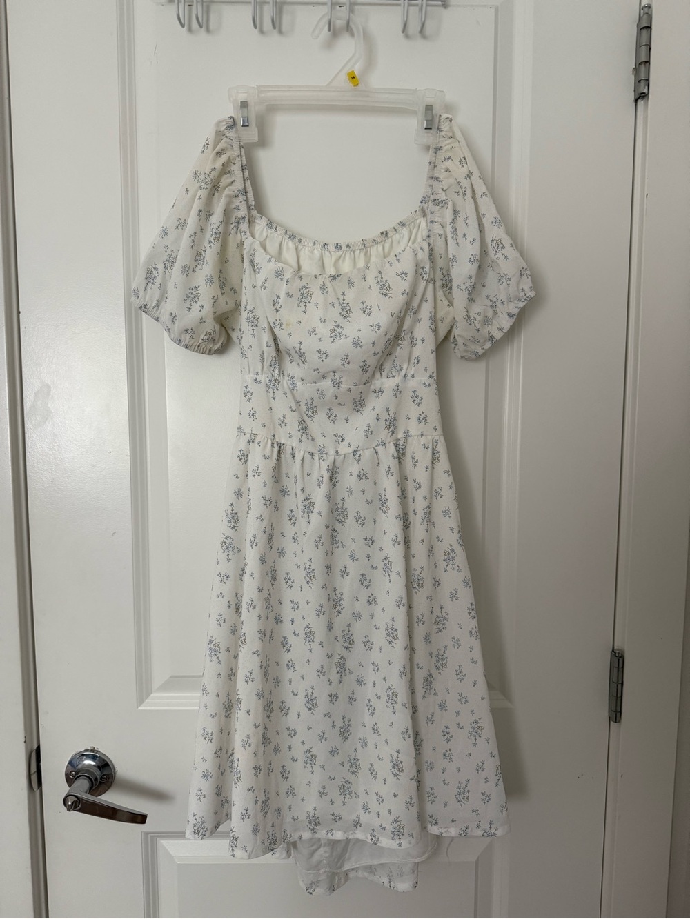 White Floral Tie-Back Mini/Midi Dress